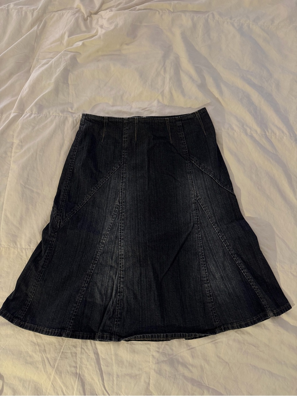 Midi A-Line Denim Skirt